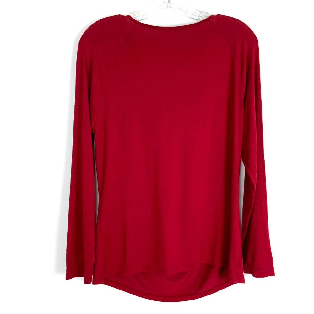Elie Tahari Cranberry Red Cowl Neck Long Sleeve Top Blouse Career Sz L - Picture 7 of 16